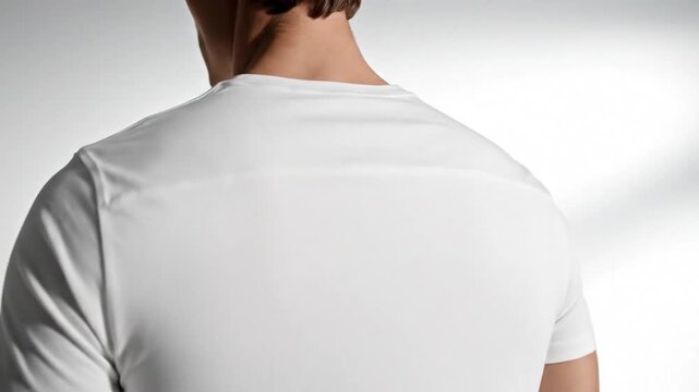 Cinematic slow motion presentation of a classic white men's cotton shirt featuring both front and back views for fashion apparel mockup display in high resolution quality.