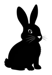Obraz premium Sitting black rabbit silhouette artistic design whimsical style isolated on transparent background