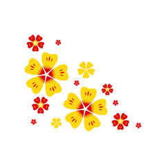 Yellow Red Floral Corner
