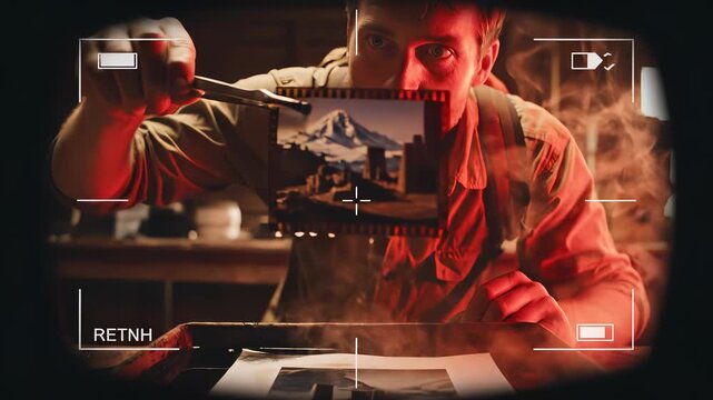 Man Developing Photos in Darkroom - A Cinematic Process.