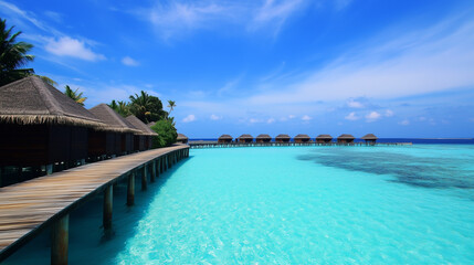 Obraz premium Tropical beach. Summer vacation on a tropical island with beautiful beach. Tropical Maldives.