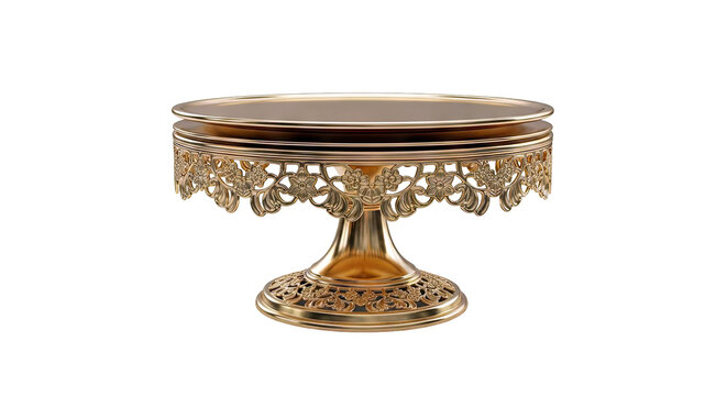 Ornate Gold Cake Stand with Floral Filigree