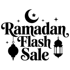 Obraz premium Qualityful Ramadan Flash Sale typography in silhouette vector style