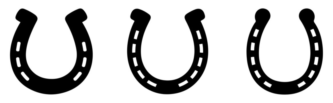 horseshoe lucky symbol icon set