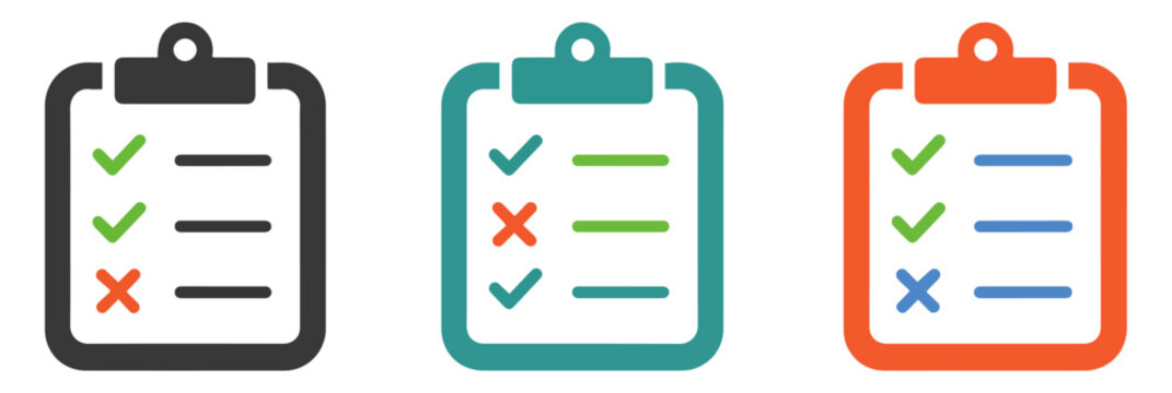 clipboard checklist icons vector set