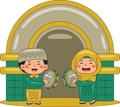 Boy Playing Tramboline in Mosque