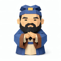 Origami Noble Figurine: A meticulously crafted origami figure of a noble figure, hands folded in a gesture of respect or contemplation, showcasing a blend of paper artistry and cultural symbolism.