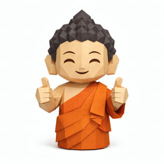Paper Buddha's Approval: A charming paper Buddha figure exudes serenity, giving a thumbs up in a gesture of encouragement.