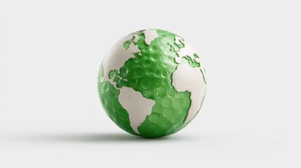 Fototapeta premium Stunning globe crafted from recycled materials showcases Earth in vibrant green and white hues. Global Recycling Day