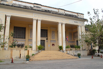 colonial art d&eacute;co (?) hall (national library) in phnom penh in cambodia