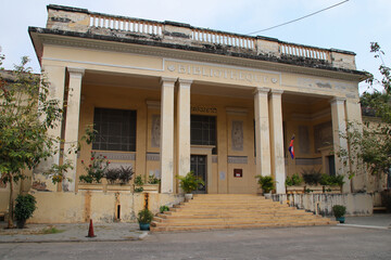 colonial art d&eacute;co (?) hall (national library) in phnom penh in cambodia