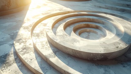 Fototapeta premium Abstract Concrete Spiral Sculpture with Sunlight