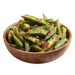 Kurkuri bhindi fried okra, isolated on transparent background