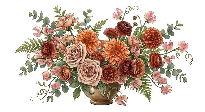 Set of card with flower, leaves. Wedding ornament concept. Floral poster, invite. Vector dec jpg