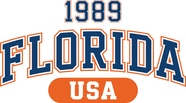 Florida U S A 1989 Text in Orange and Blue 1