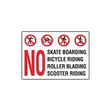 No Skateboarding Bicycle Riding Roller Blading Scooter Riding Sign Vector
