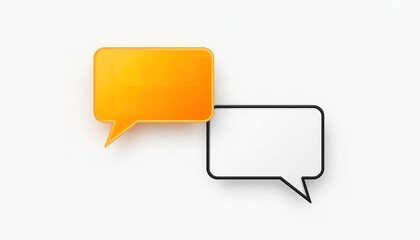 A colorful orange speech bubble next to a blank white speech bubble on transparent background