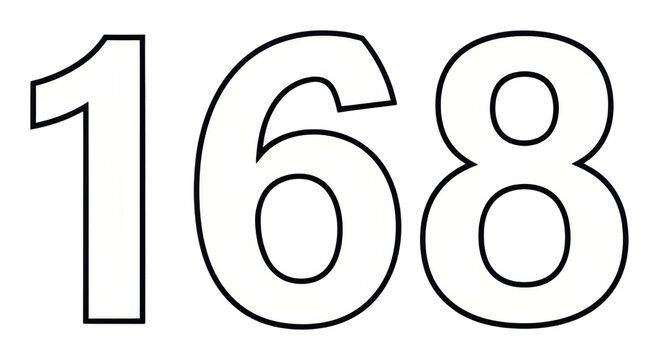 Creative display of number 168 in modern gallery urban isolated on transparent background