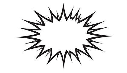 Bursting star shape with black jagged outline, white center space
