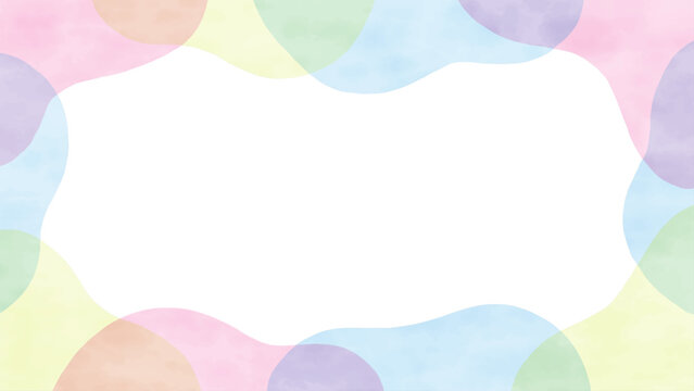 水彩風の春色フレーム　曲線でシンプルな壁紙