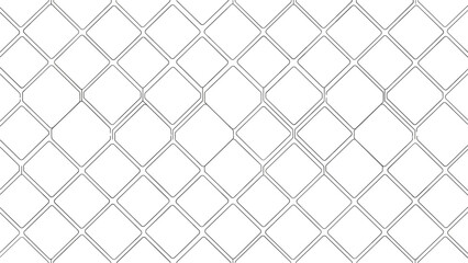 Fototapeta premium Geometric chain link fence pattern background consisting of interlocking diamond shapes in a minimalist line art style.