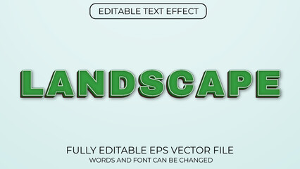 Landscape editable 3d text effect vector typography style