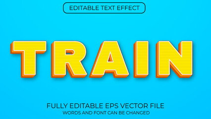 Train editable 3d text effect vector typography style