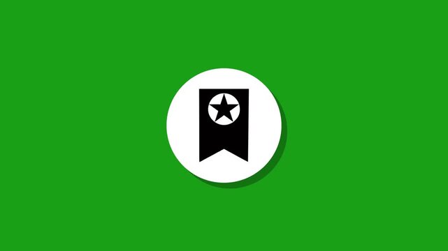 Bookmark icon animation on green screen background featuring star symbol and ribbon