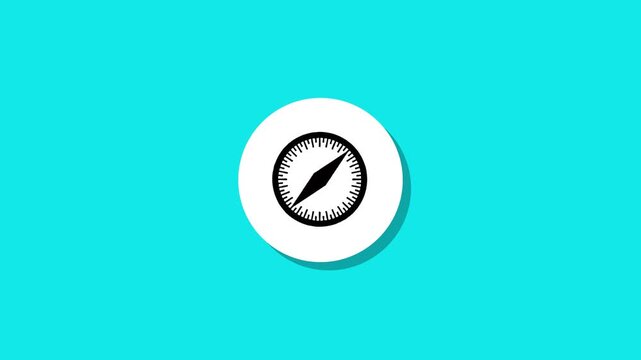 Simple animation of compass icon appearing on teal background motion graphics