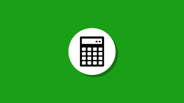 Simple calculator icon animation on green screen background motion graphic
