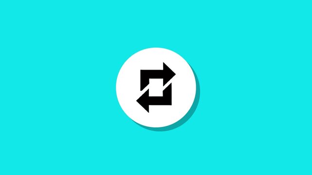 Abstract square arrow rotation motion graphic loop, showing dynamic refresh reload symbol in a flat design