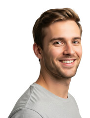 Fototapeta premium Smiling young man portrait isolated on transparent background