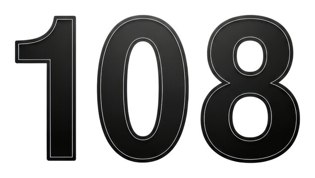 Dynamic display of number 108 in modern graphic design digital isolated on transparent background