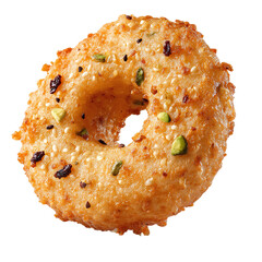 Medu vada doughnut fritter, isolated on transparent background