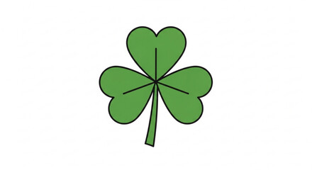 Green Four Leaf Clover Isolated on White Background