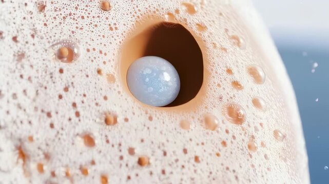 A close-up shows foamy soap on skin, large droplet, and small brown bumps