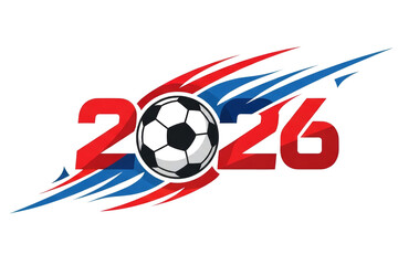 Soccer 2026 Event Graphics with Football and Abstract Fire isolated on transparent cutout background, cut out, png