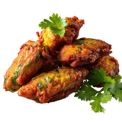 Mirchi pakora chili fritters, isolated on transparent background