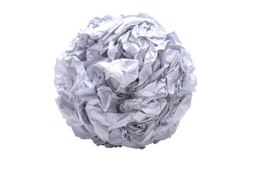 Obraz premium Crumbled white paper ball isolated on transparent background. Crumpled white paper ball isolated on white background.