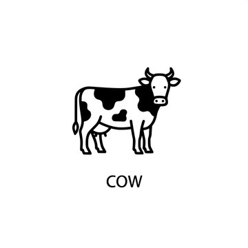 Farm Animal Icon A Simple Black and White Illustration of a Cow