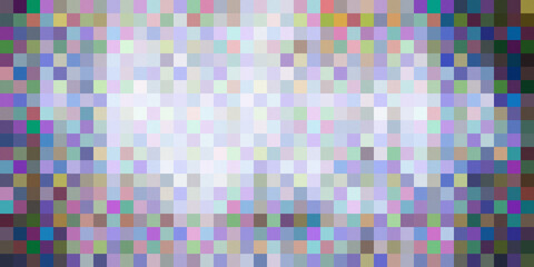 Fototapeta premium A colorful pixelated vignette texture surrounds the scene with softly fading edges, blending vibrant digital pixels into a smooth gradient that draws focus toward the center, creating a modern
