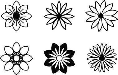 flower icon set silhouette