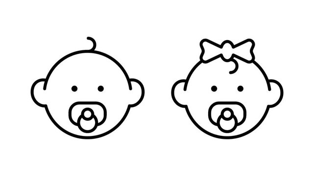 baby sucking  icon animated, Baby pacifier icon animation with the best outline object on white background