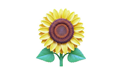 Obraz premium Stylized 3D Sunflower on White Background