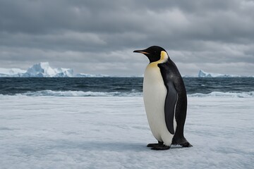 Obraz premium Emperor penguin stands proud in icy wilderness