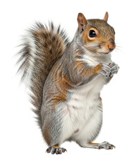 Fototapeta premium Squirrel feeding in nature wildlife scene isolated on transparent background