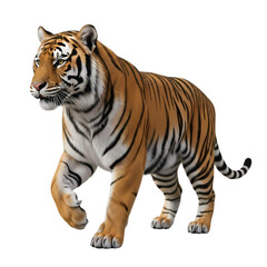 Fototapeta premium Majestic tiger walking confidently with vibrant orange fur and black stripes