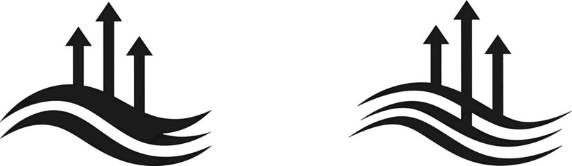 Obraz premium Arrows up from wavy lines on transparent background, growth prosperity