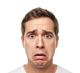 Fototapeta premium Distress emotion reaction portrait isolated on transparent background