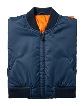 Stylish navy bomber jacket fashion product modern isolated on transparent background